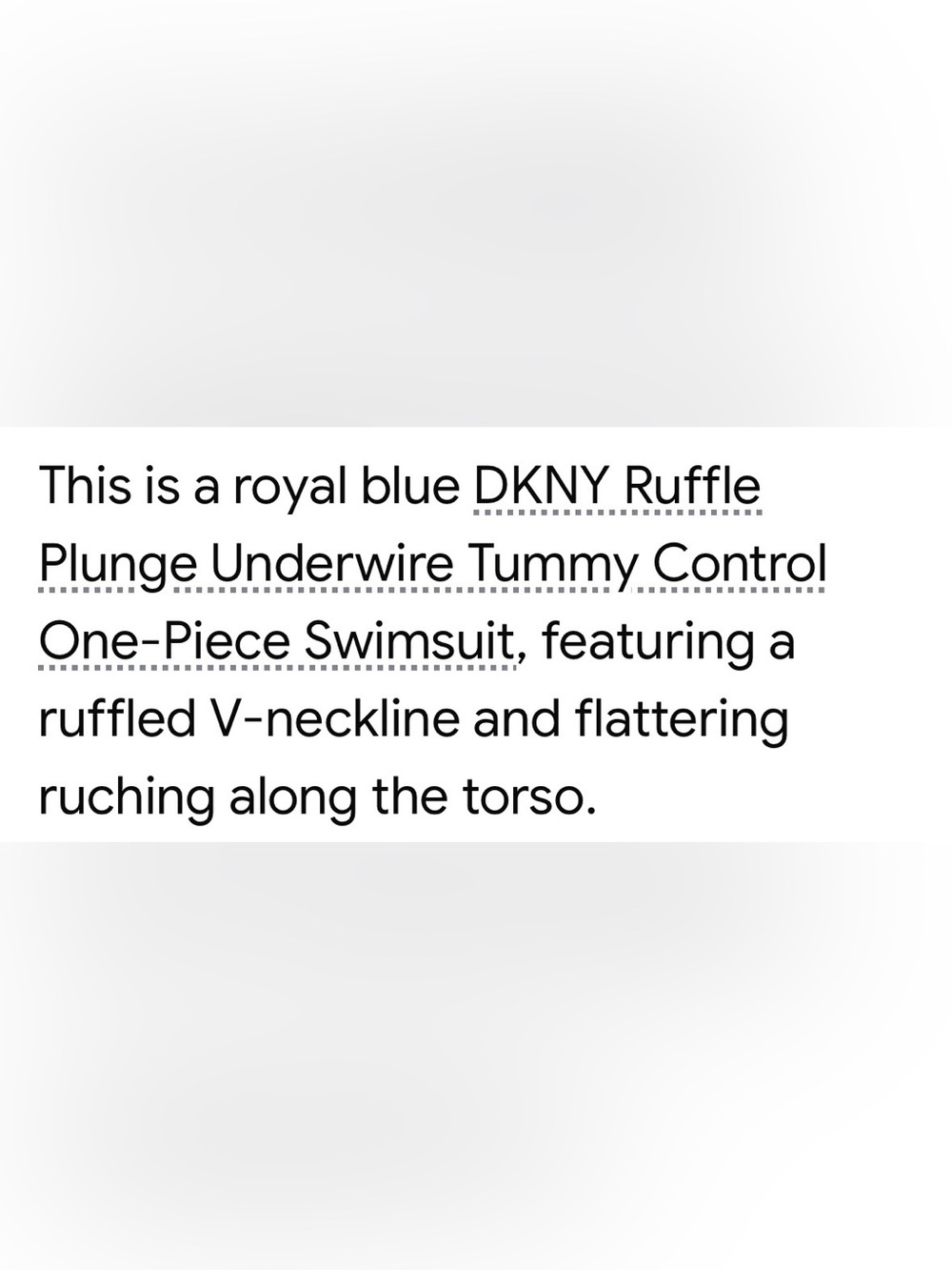Dkny Royal Blue Ruffle V-Neck One-Piece Swimsuit - Picture 2 of 7